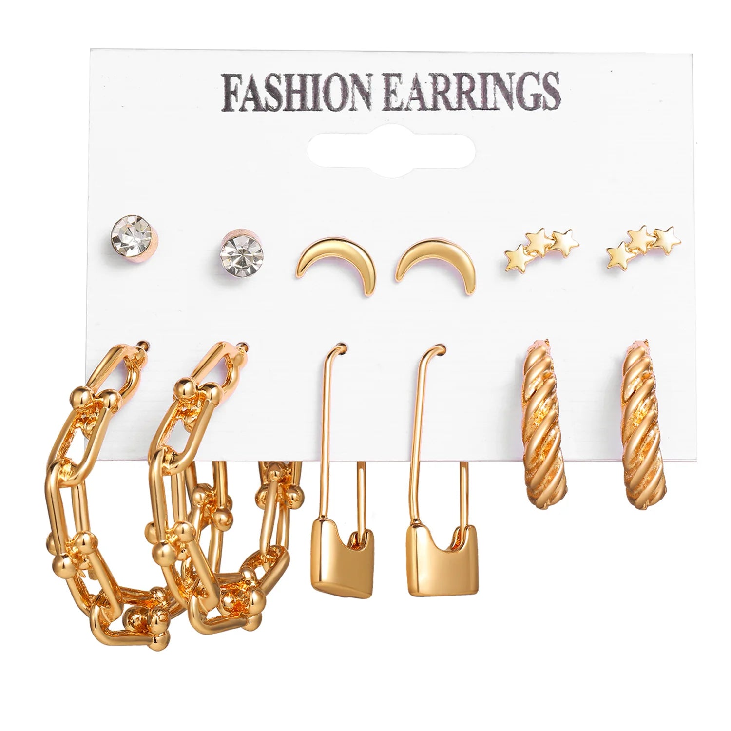 LATS Boho Big Circle Hoop Earring Set for Women Gold Color Bohemia Vintage Pearl Square Earring Heart Zircon Ear Studs Jewelry