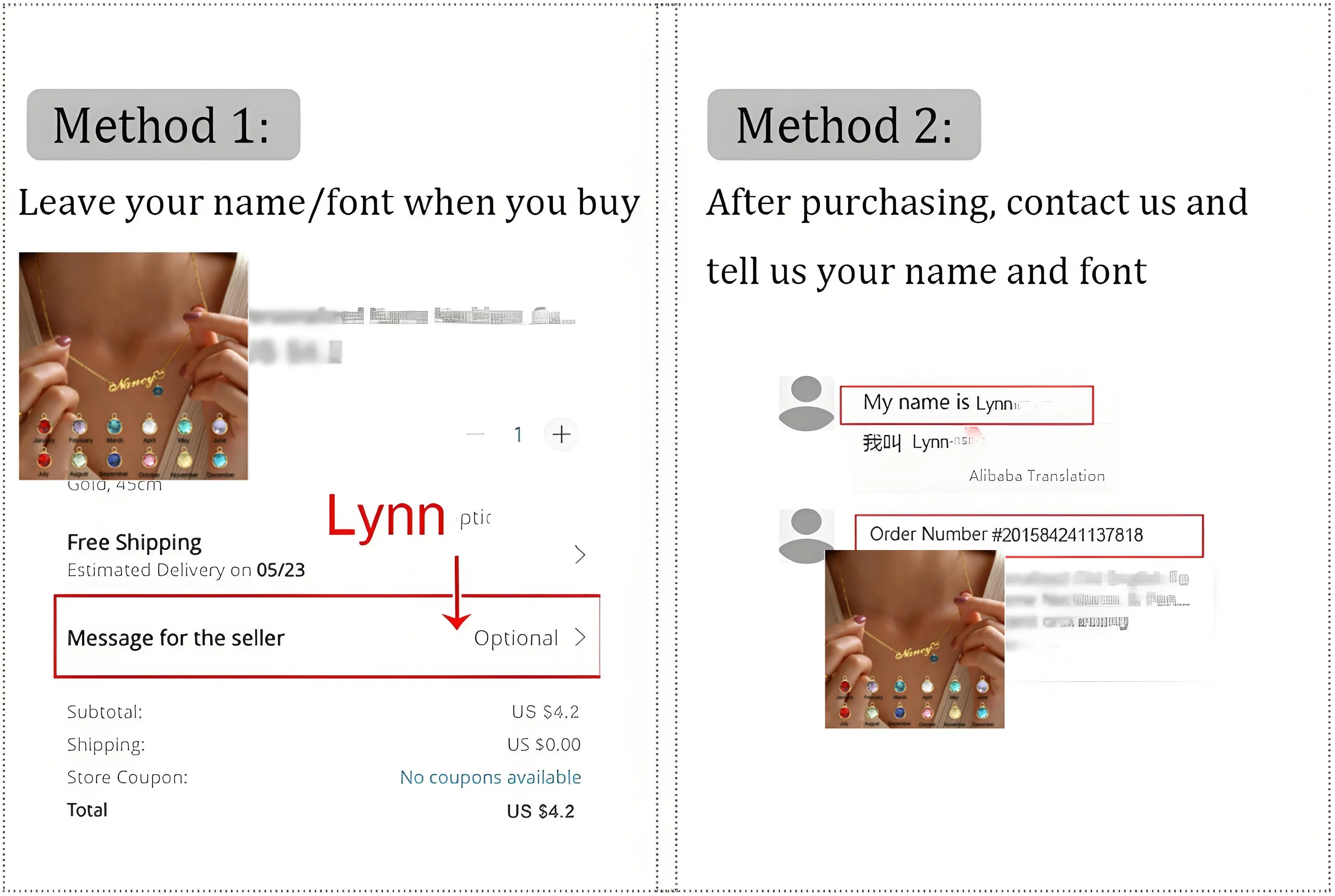 Custom Name Necklace with Birthstone