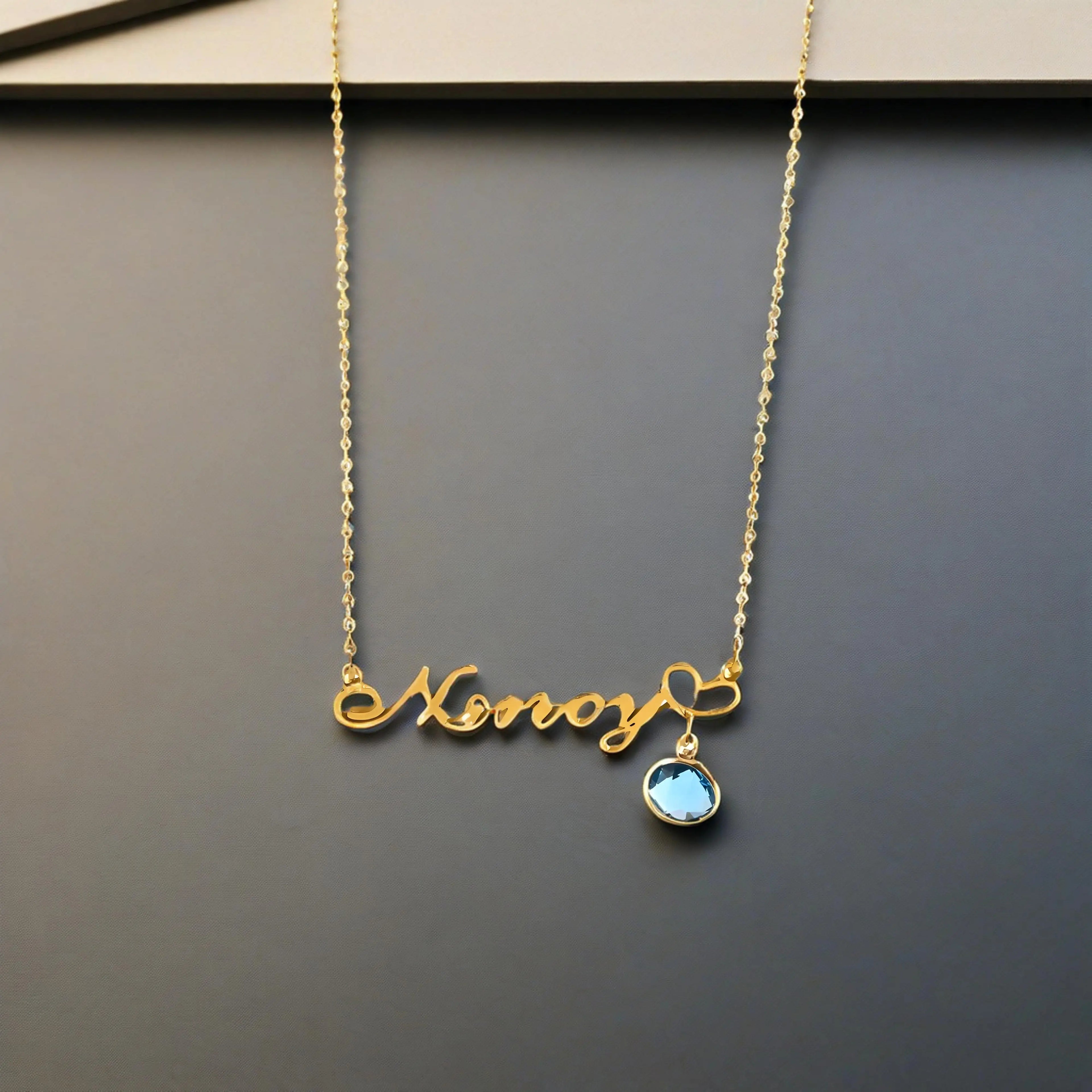 Custom Name Necklace with Birthstone