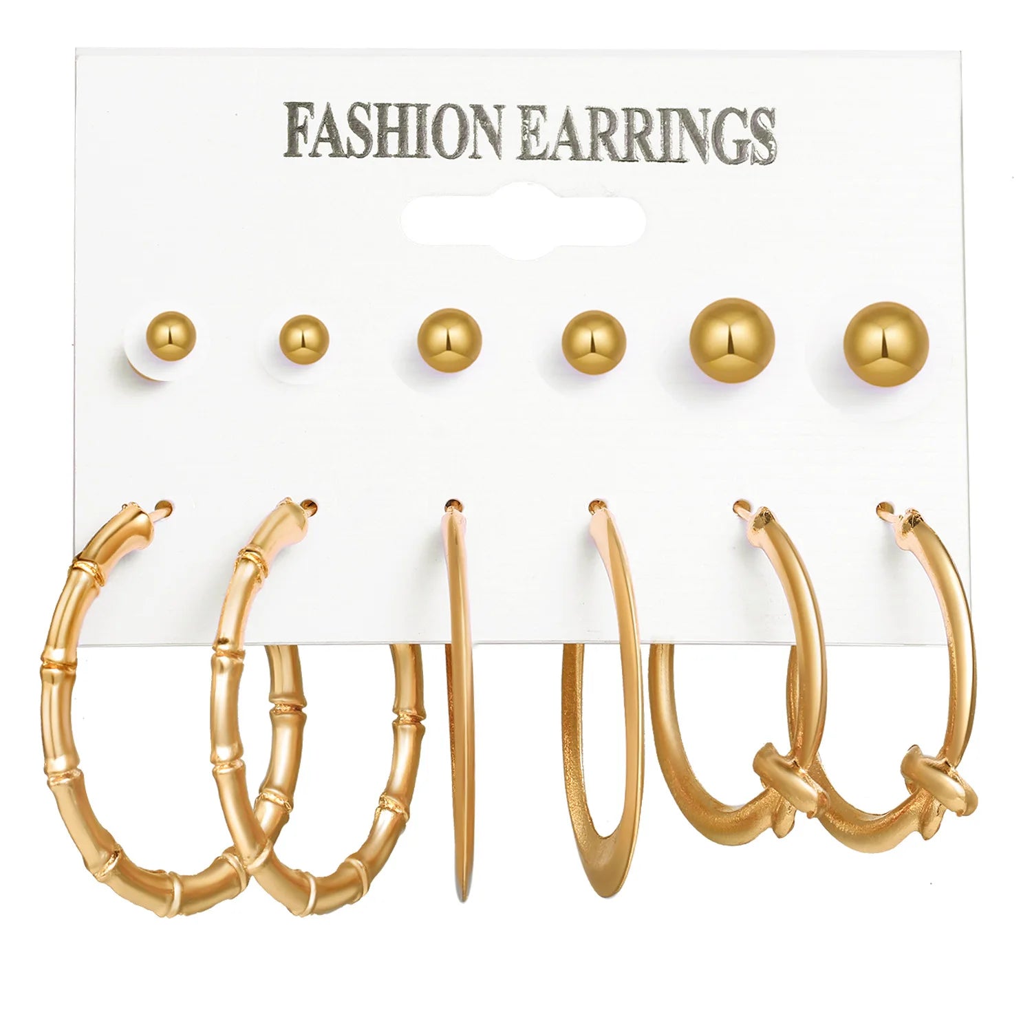 LATS Boho Big Circle Hoop Earring Set for Women Gold Color Bohemia Vintage Pearl Square Earring Heart Zircon Ear Studs Jewelry