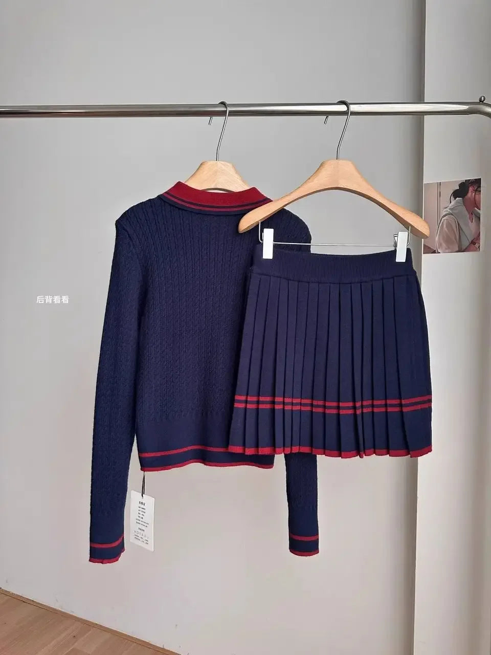 Autumn and Winter Korean Edition New Knitted Set Sweet College Style Knitted Sweater+pleated Skirt Fashion Two piece Set