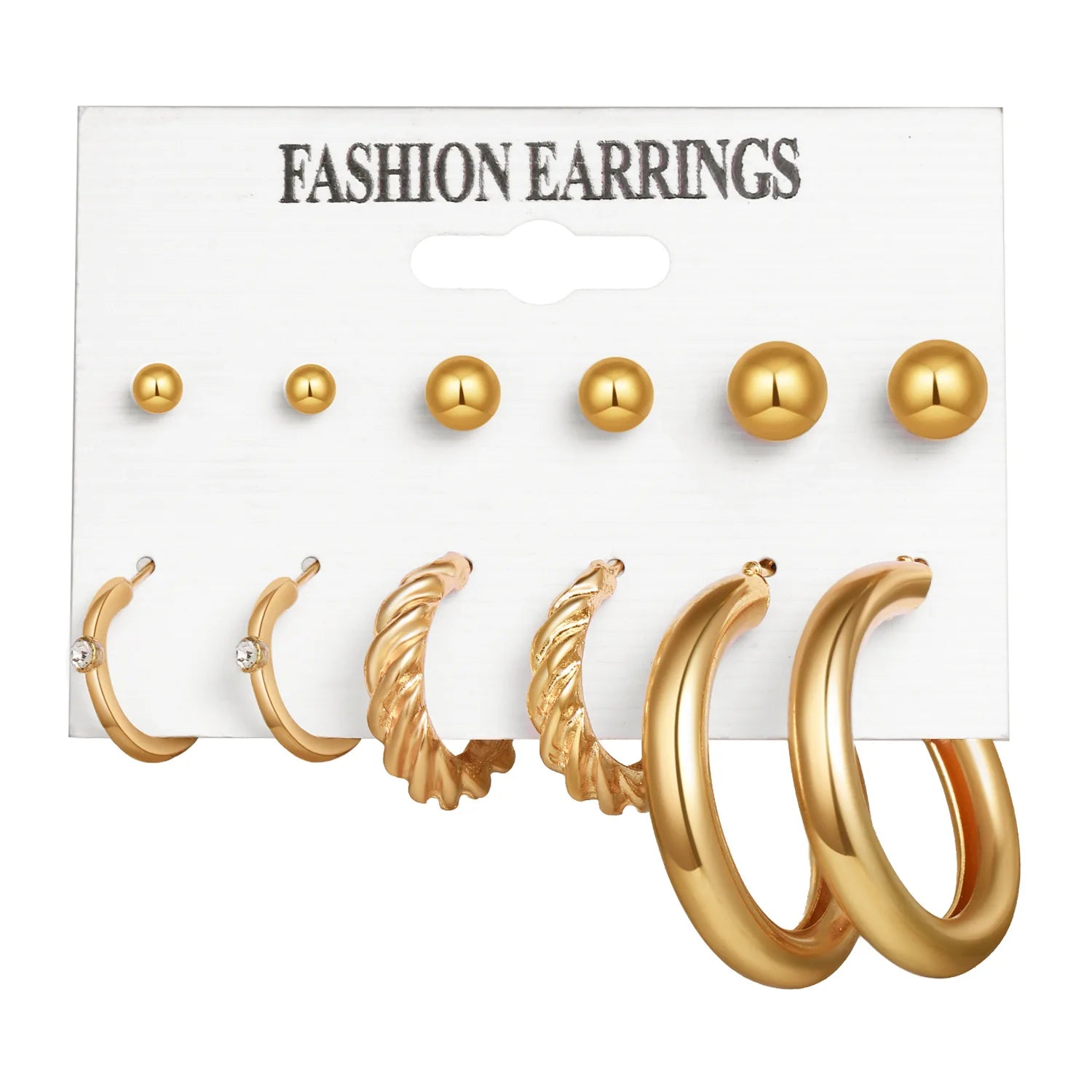 LATS Boho Big Circle Hoop Earring Set for Women Gold Color Bohemia Vintage Pearl Square Earring Heart Zircon Ear Studs Jewelry