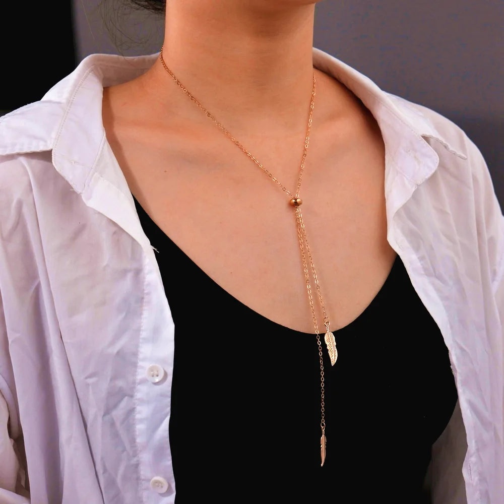 Fashion Silver Color Long Tassel Pull Pearl Pendant Necklaces for Women Simple Adjustable Clavicle Chain Choker Jewelry Gift