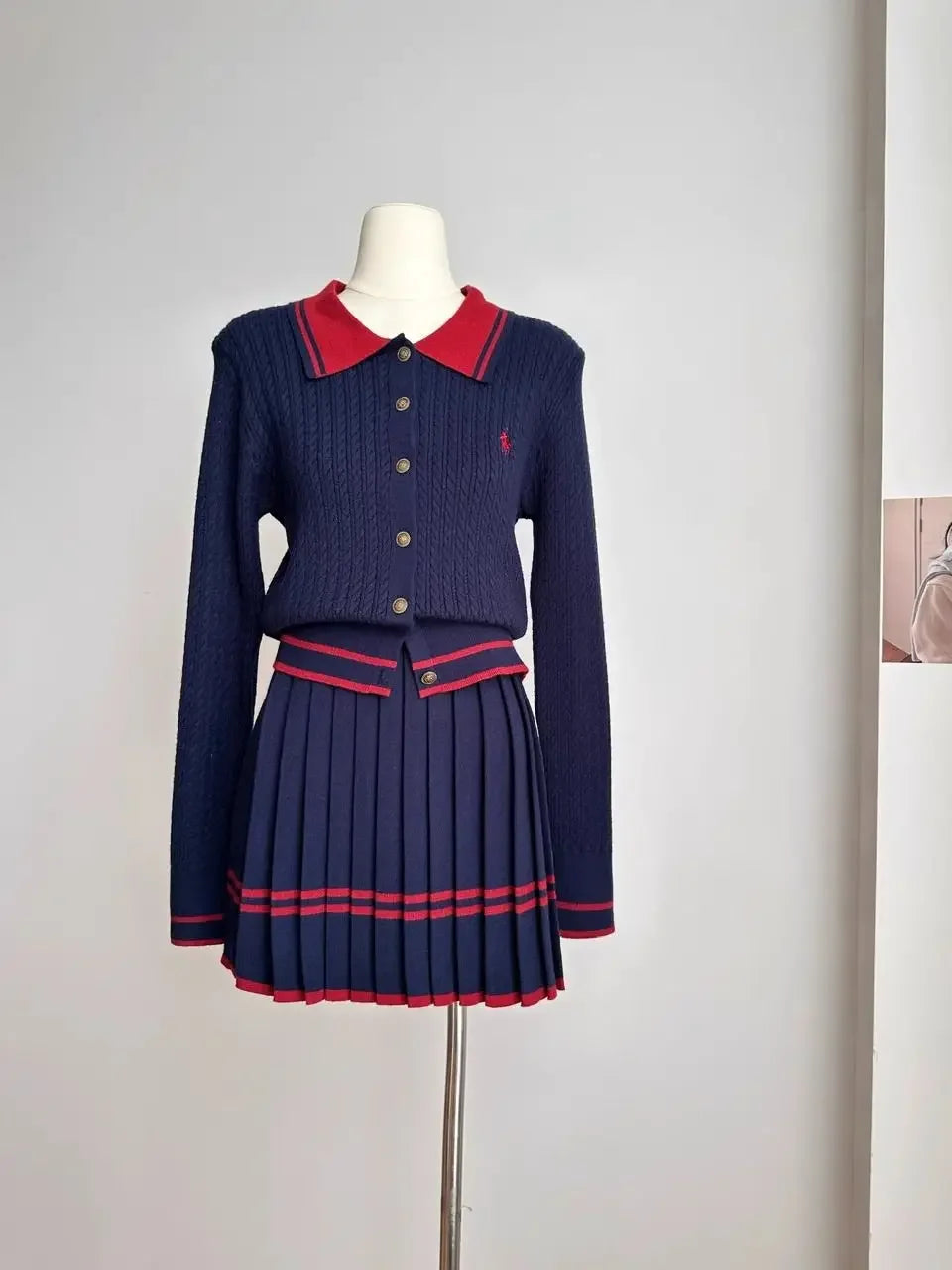 Autumn and Winter Korean Edition New Knitted Set Sweet College Style Knitted Sweater+pleated Skirt Fashion Two piece Set