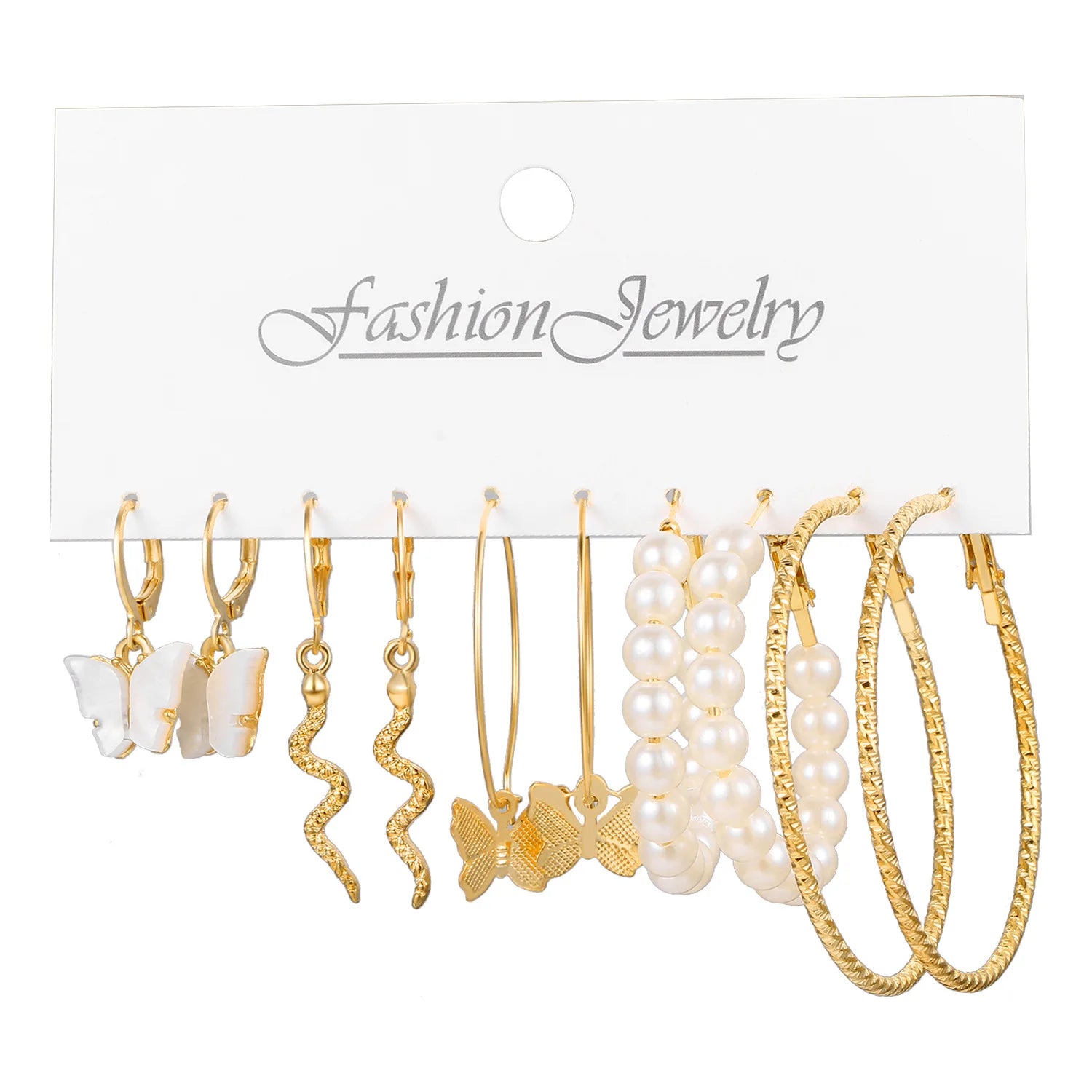 LATS Boho Big Circle Hoop Earring Set for Women Gold Color Bohemia Vintage Pearl Square Earring Heart Zircon Ear Studs Jewelry