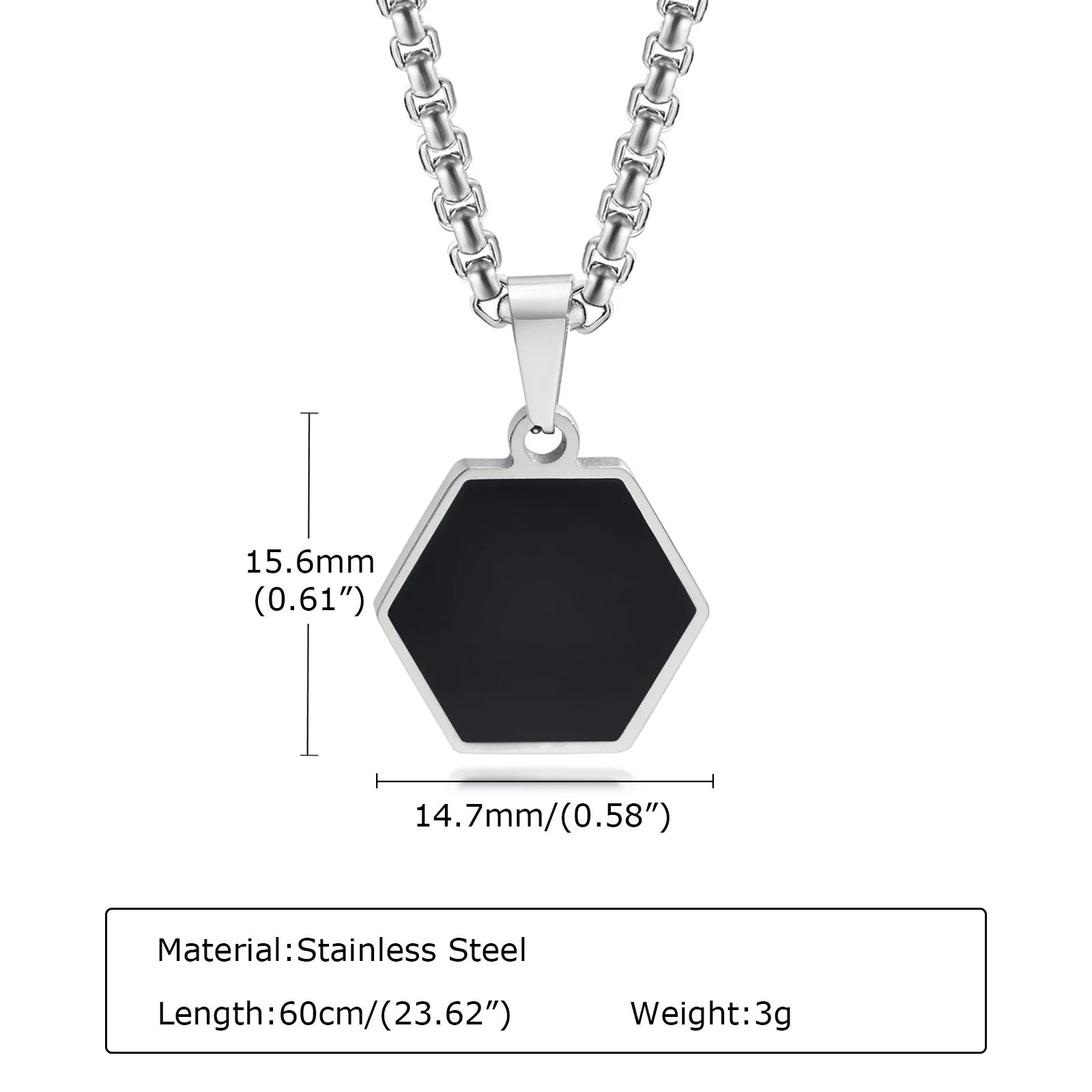Simple Hexagon Necklaces for Men Boys,Waterproof Stainless Steel Geometric Pendant Collar, Black collar de hombres Jewelry